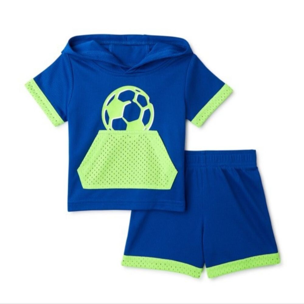 Athletic Works Baby Boys Hooded T-Shirt and Shorts Set size 0-3m
